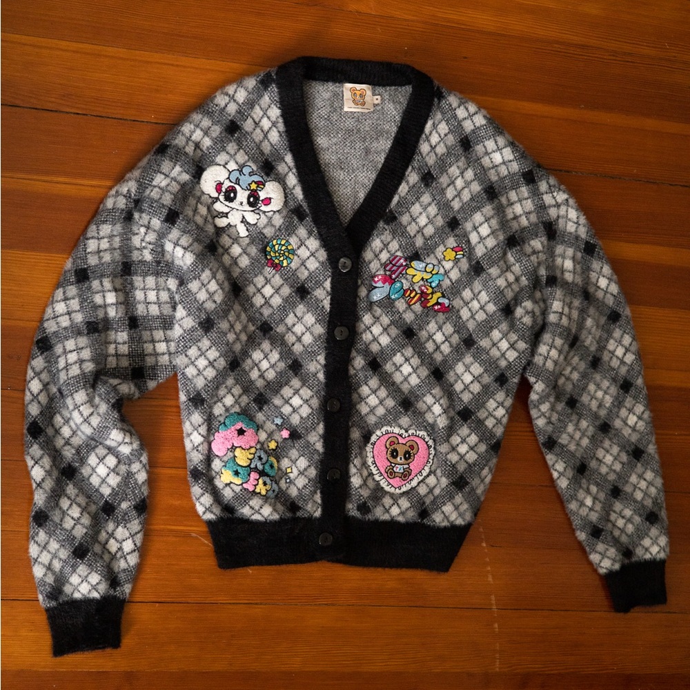 Teddy Fresh x Yurie Sekiya Black and Gray Cardigan